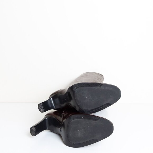 Zara Leather Boots Burgundy Wide Heel Tall Classy EU 42 - Picture 8 of 16